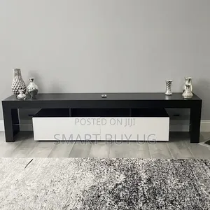 1.8m TV Stand with Drawers and LED Lights - White/Black
