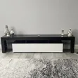 1.8m TV Stand with Drawers and LED Lights - White/Black - 2