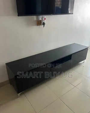 6ft Black Storage TV Stand with Drawers