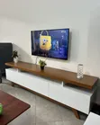 6ft Walnut TV Stand with Storage and Drawers - 1