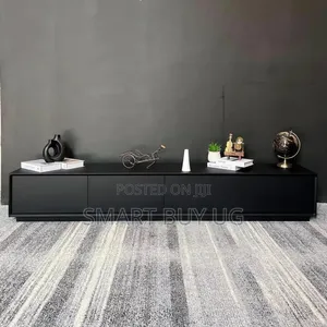Black 6ft TV Stand with Drawers