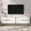 1.8m White TV Stand with Drawers and LED Lights - 2