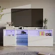 White TV Stand with Drawers and LED Lights - 1