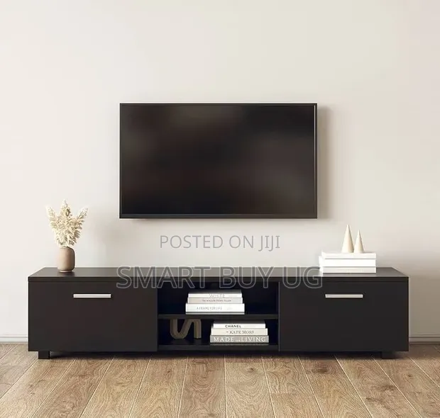 1.8m TV Stand with Drawers and Shelves - Black - 1