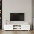 6ft White Wooden TV Stand with Drawers & LED Lights - 1
