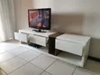 6ft White TV Stand with Drawers and LED Lights - 2