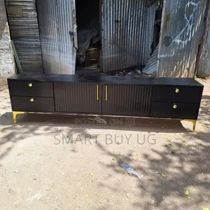 Wooden TV Stand with Storage - Black