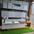 White Wooden TV Stand Unit with Storage & LED Lights - 1