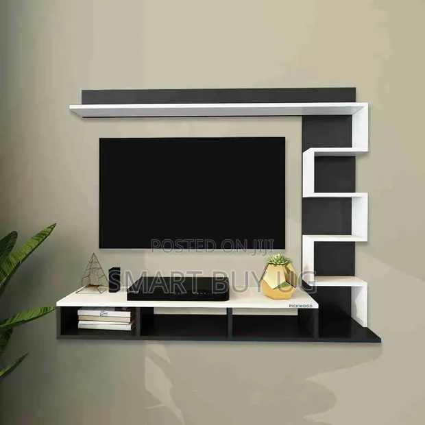 Brand New White TV Stand Unit with LED Lights - 1