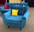 4 Seater Navy Blue Butterfly Sofa Set - 1