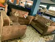 Brown Ribbed 6 Seater Sofa Set - 1
