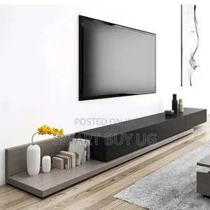 7ft TV Stand with Drawers - Black/Gray