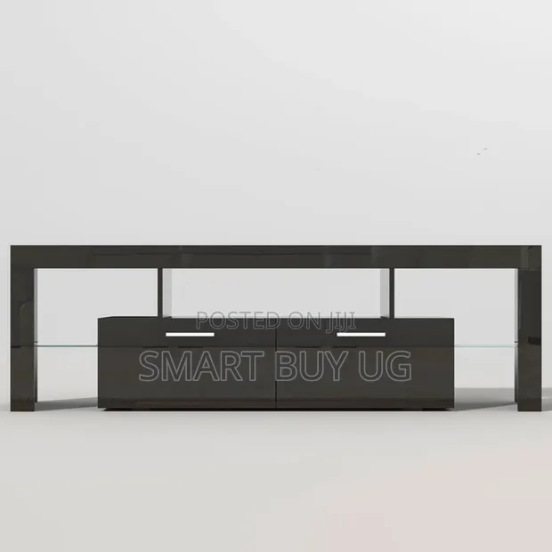1.8m Wooden TV Stand with Storage - Black - 1