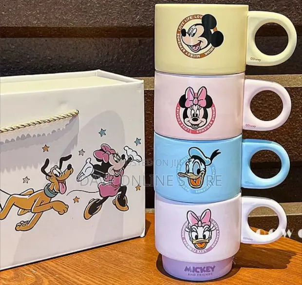4pc Vintage Style Mickey and Friends Character Cups - 1