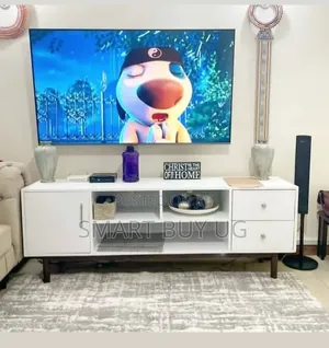 White 5ft TV Stand with Drawers and LED Lights