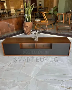 Brand New 1.8m TV Stand with Drawers and LED Lights - Brown/Black