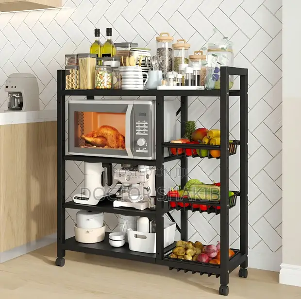 Adjustable 4-Tier Kitchen Shelves & Vegetable Storage Rack - 1