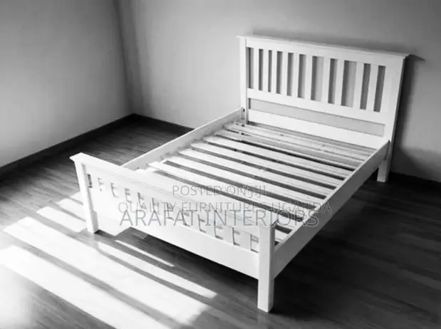 4x6 High-Quality White Wooden Bed Frame - 1