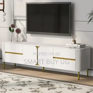 6ft White TV Stand Unit with Drawers & LED Lights