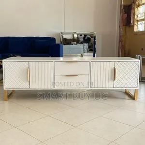 White TV Stand Unit 160cm with Drawers & LED Lights