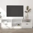 White Wooden TV Stand Unit with Storage & LED Lights - 1