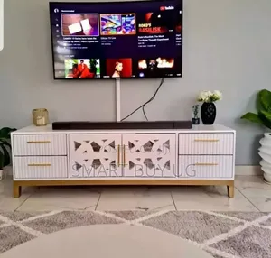 Brand New White TV Stand with Drawers and LED Lights