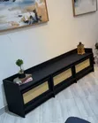 6ft Black Flat TV Stand Unit with Drawers - 1