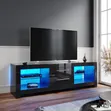 1.8m Black TV Stand Unit with Drawers & LED Lights - 1