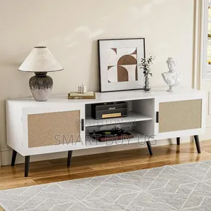 Brand New White Wooden TV Stand with Drawers & LED Lights