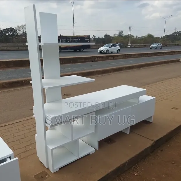 Brand New White TV Stand with Drawers and LED Lights - 1