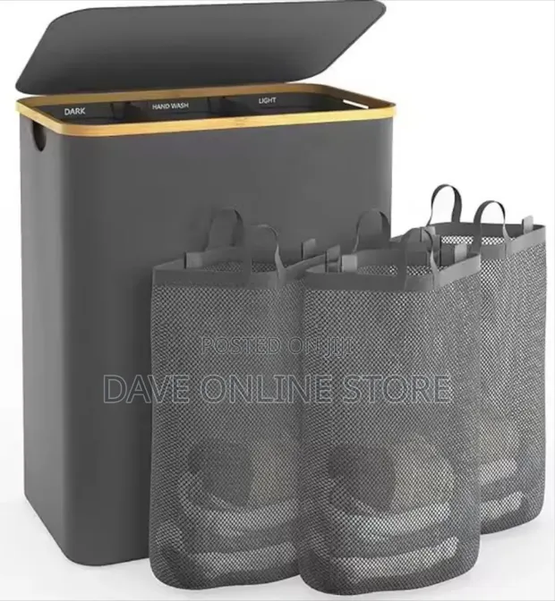 3-Partition Laundry Hamper (160L) - 1