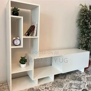 White 5ft Wooden TV Stand Unit with Shelves