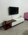 6ft White TV Stand with Drawers and LED Lights - 1