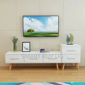 White 5ft TV Stand Unit with Drawers and LED Lights