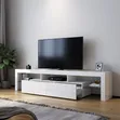 White TV Stand Unit with Storage and LED Lights - 6ft - 2