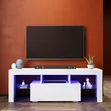 White Wooden TV Stand with Drawers and LED Lights - 2