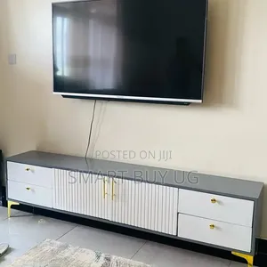 Brand New White TV Stand with Drawers and LED Lights