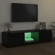 6ft Black TV Stand Unit with Drawers and LED Lights - 2