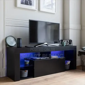 Modern White TV Stand with LED Lights