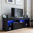Modern White TV Stand with LED Lights - 1