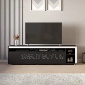 6ft Black TV Stand Unit with Drawers & LED Lights