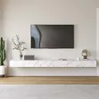 Modern Floating TV Stand with Drawers & LED Lights - White - 2