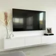 6ft White TV Stand with Drawers and LED Lights - 1