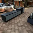 7ft Black Wooden TV Stand Unit with Drawers - 1