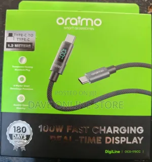 Oraimo DigiLine 100W 5A USB-C to USB-C Fast Charging Cable
