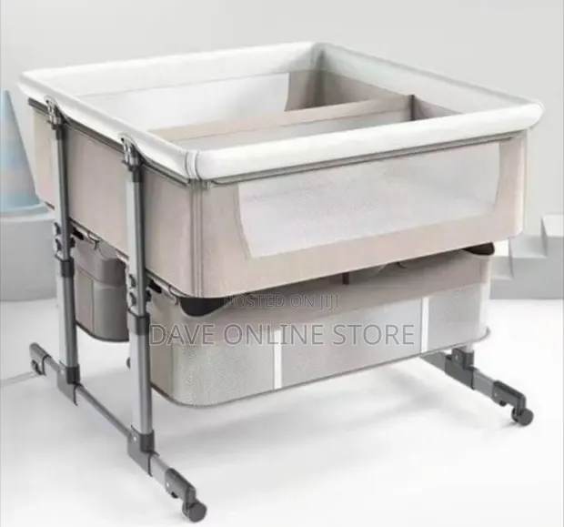 Baby Beside Crib, Twins Baby Bed Sleeper with Storage Basket - 1