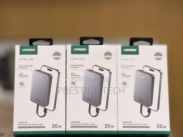 Ugreen 10000mAh 22.5W Power Bank with Built-in USB-C Cable - 1