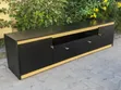 6ft Black TV Stand with Wall Storage and LED Lights - 2