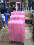 3-Piece Rubber Plastic Suitcase Set (Pink) - 2
