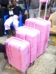 3-Piece Rubber Plastic Suitcase Set (Pink) - 3